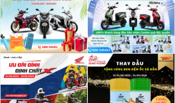 TỔNG HỢP CÁC CHƯƠNG TRÌNH KHUYẾN MÃI THÁNG 05/2025 TẠI HỆ THỐNG XE MÁY DUNG VƯỢNG